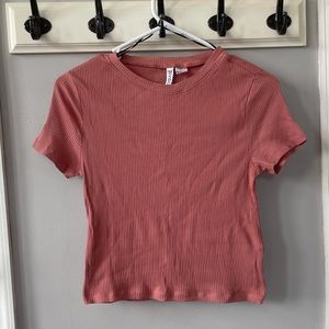 pink ribbed tee